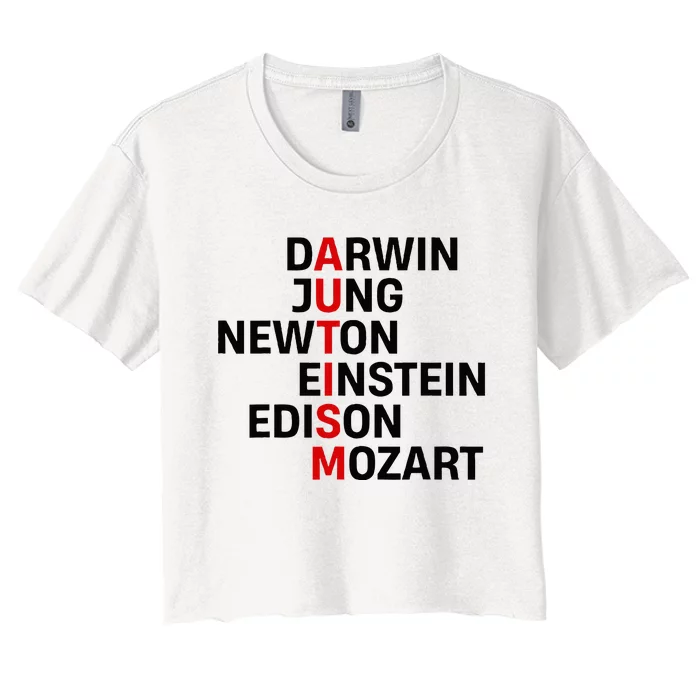 Darwin Jung Newton Einstein Edison Mozart Autism Awareness Women's Crop Top Tee