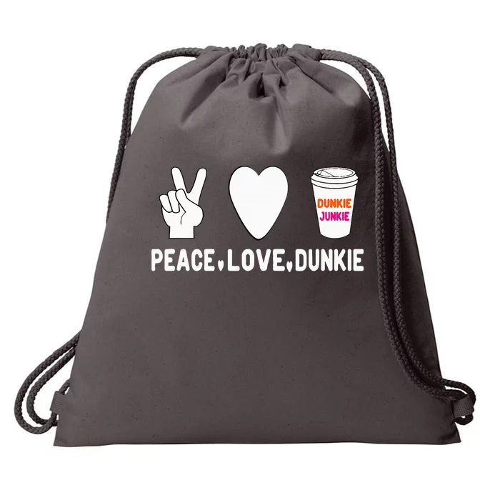 Dunkie Junkie Peace Love Dunkie Funny Coffee Saying Drawstring Bag