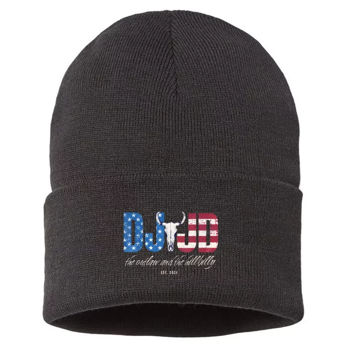 Dj Jd Ridin With The Outlaw And Hillbilly Trump 2024 Sustainable Knit Beanie