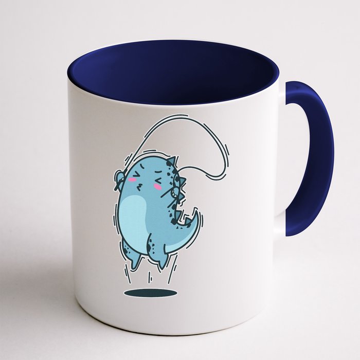 Dino Jumping Rope Front & Back Coffee Mug