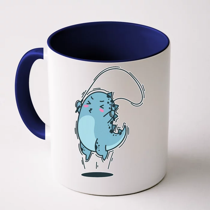 Dino Jumping Rope Front & Back Coffee Mug