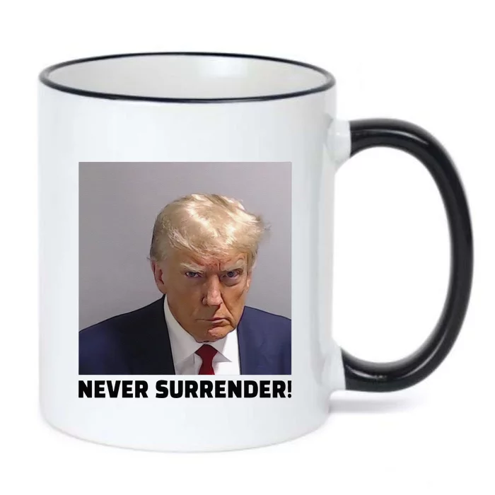 Donald J Trump Mug Shot Never Surrender Black Color Changing Mug