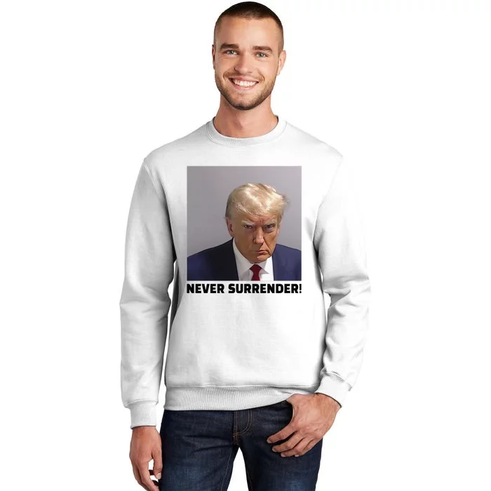 Donald J Trump Mug Shot Never Surrender Sweatshirt