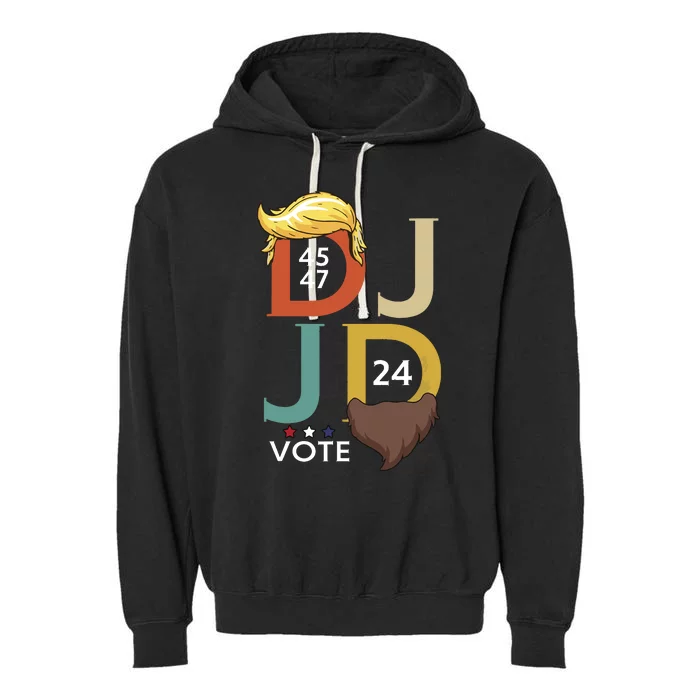 Dj Jd Trump Hair Vance Beard Vote For President 2024 Garment-Dyed Fleece Hoodie