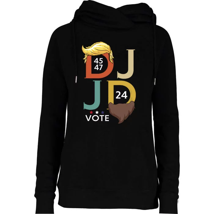 Dj Jd Trump Hair Vance Beard Vote For President 2024 Womens Funnel Neck Pullover Hood