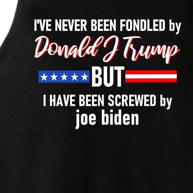 Donald J Trump 2024 Tired Of Being Screwed By Joe Biden Ladies Tri-Blend Wicking Tank