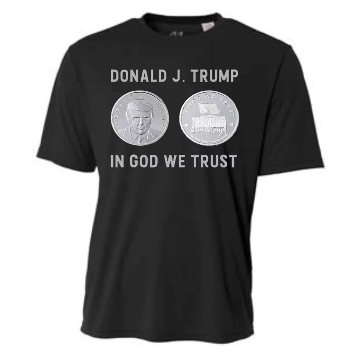 Donald J. Trump Silver Coin In God We Trust Silver Medallion Cooling Performance Crew T-Shirt