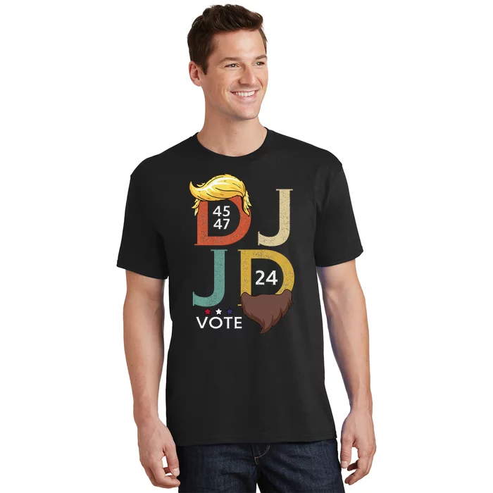 Dj & Jd Trump Hair Vance Beard Vote For President 2024 T-Shirt