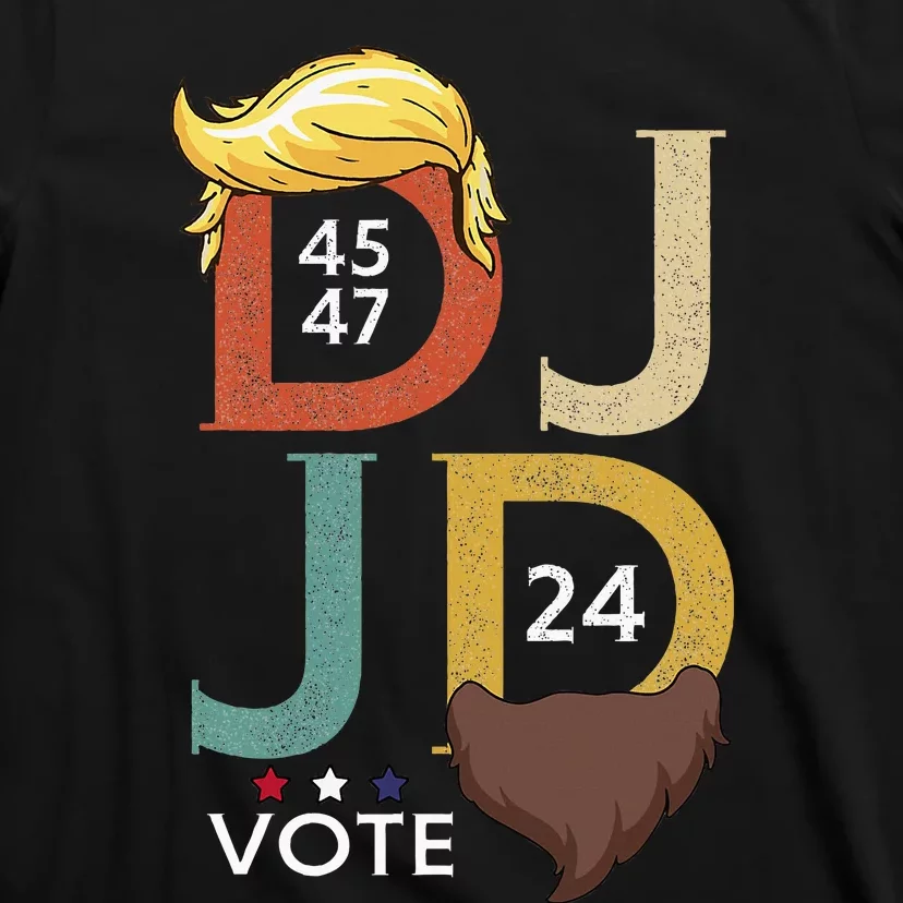 Dj & Jd Trump Hair Vance Beard Vote For President 2024 T-Shirt