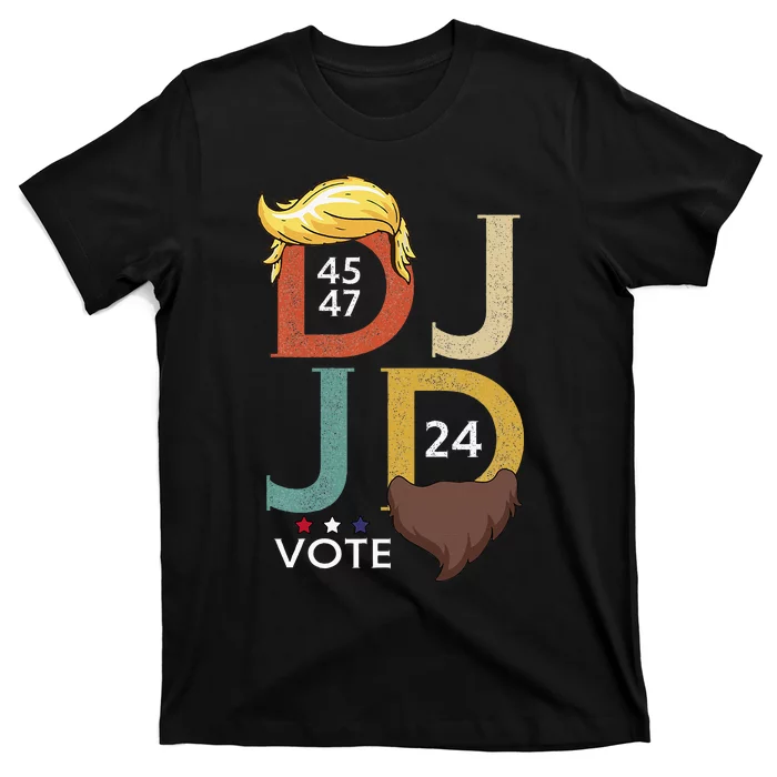 Dj & Jd Trump Hair Vance Beard Vote For President 2024 T-Shirt