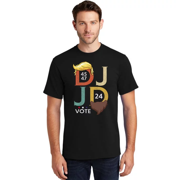 Dj & Jd Trump Hair Vance Beard Vote For President 2024 Tall T-Shirt