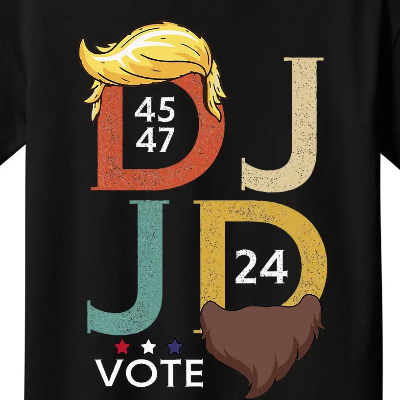 Dj & Jd Trump Hair Vance Beard Vote For President 2024 Kids T-Shirt