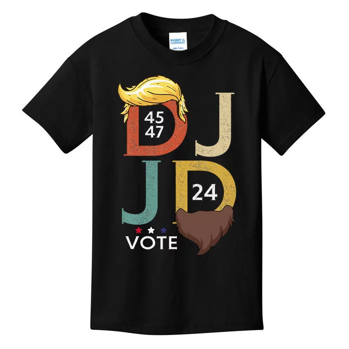 Dj & Jd Trump Hair Vance Beard Vote For President 2024 Kids T-Shirt