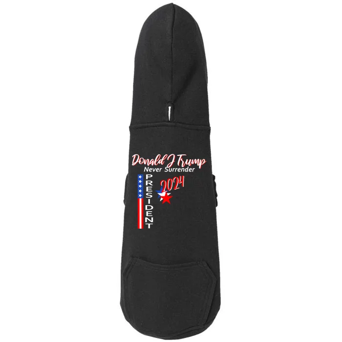 Donald J Trump Never Surrender Doggie 3-End Fleece Hoodie