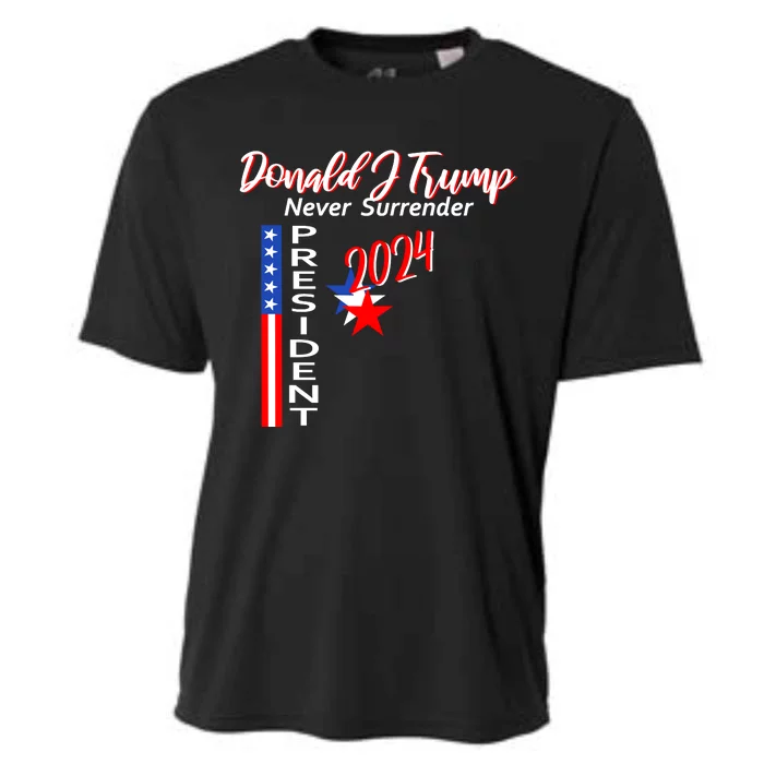 Donald J Trump Never Surrender Cooling Performance Crew T-Shirt