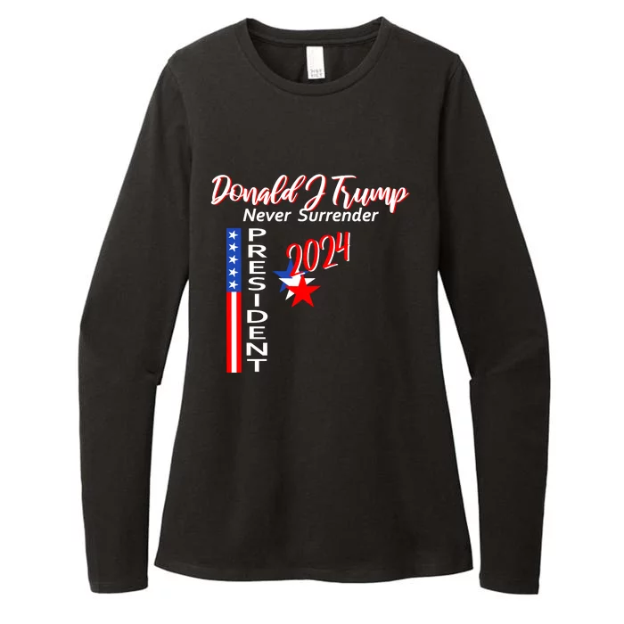 Donald J Trump Never Surrender Womens CVC Long Sleeve Shirt