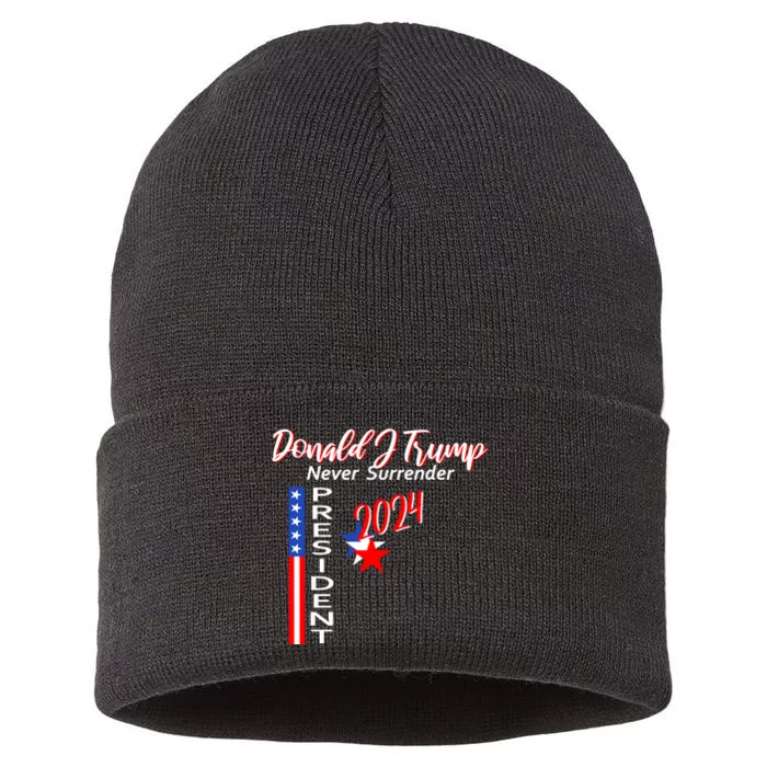 Donald J Trump Never Surrender Sustainable Knit Beanie