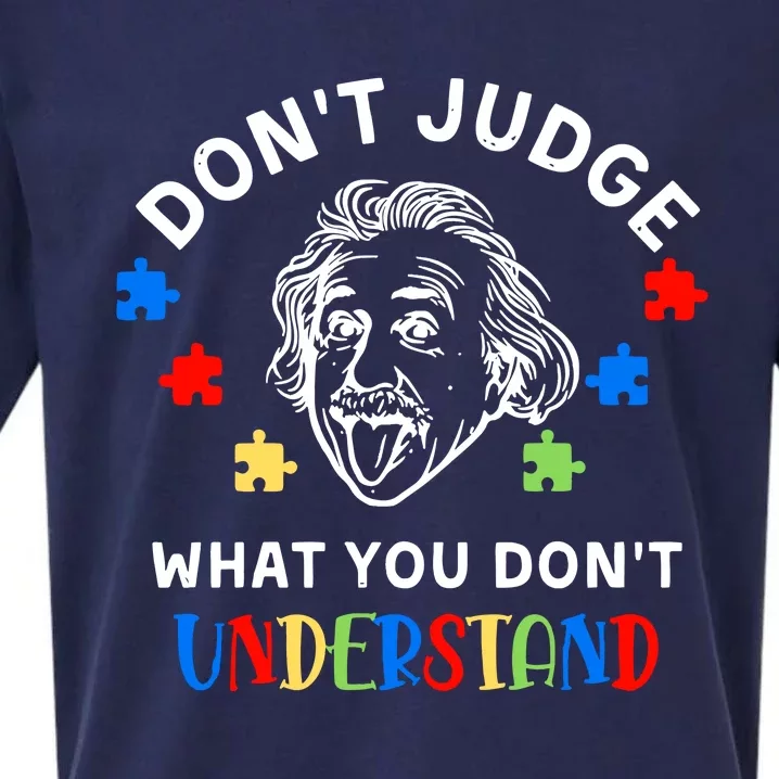 Don't Judge What You Don't Understand Autism Awareness Month Albert Einstein Sueded Cloud Jersey T-Shirt