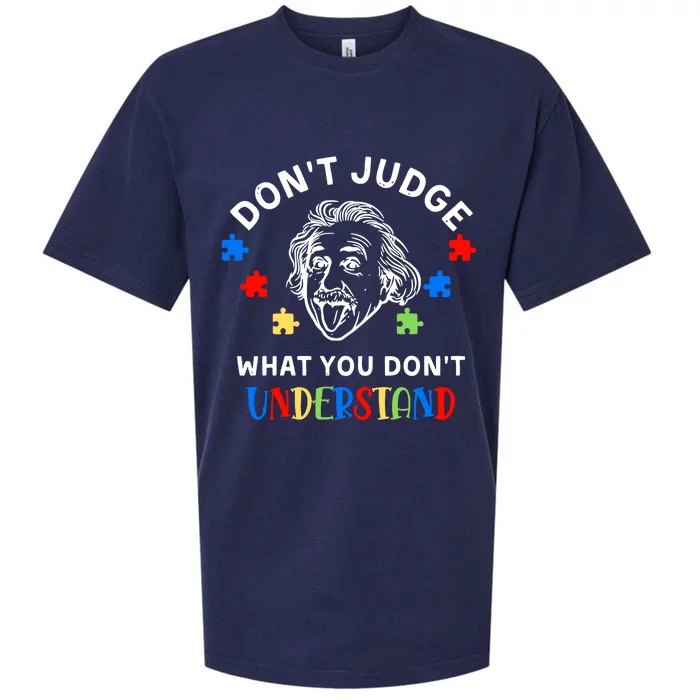 Don't Judge What You Don't Understand Autism Awareness Month Albert Einstein Sueded Cloud Jersey T-Shirt