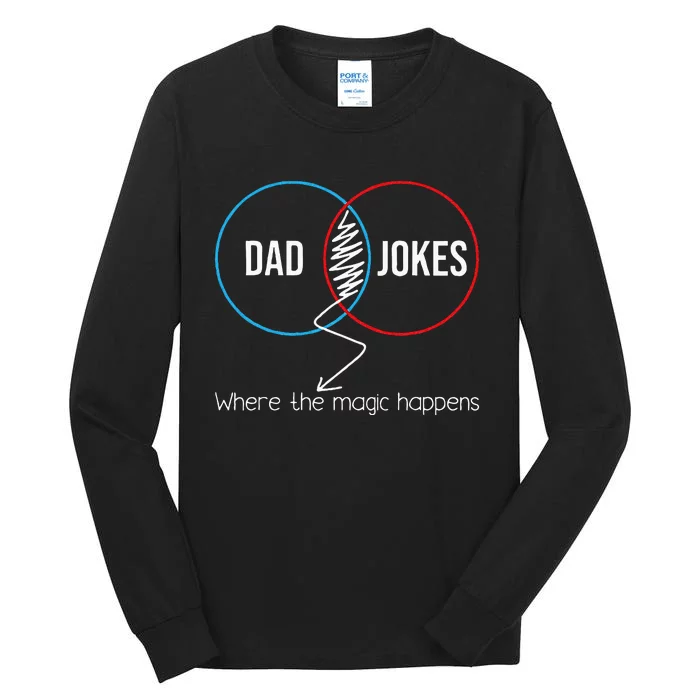 Dad Jokes Where The Magic Happens Funny Father Daddy Tall Long Sleeve T-Shirt