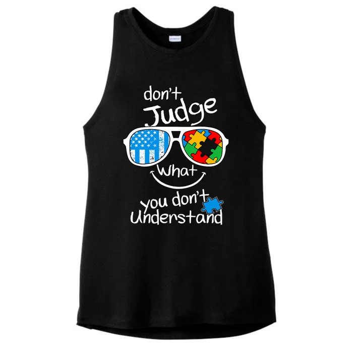 DonT Judge What You DonT Understand Autism Awareness Month Ladies Tri-Blend Wicking Tank