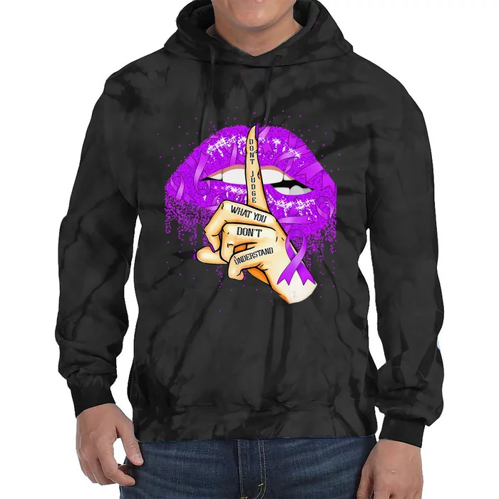 Dont Judge What You Don't Understand Lupus Purple Lips Gifts Tie Dye Hoodie