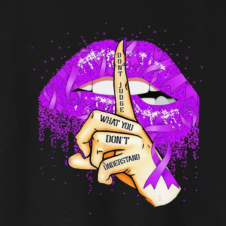 Dont Judge What You Don't Understand Lupus Purple Lips Gifts Women's Crop Top Tee