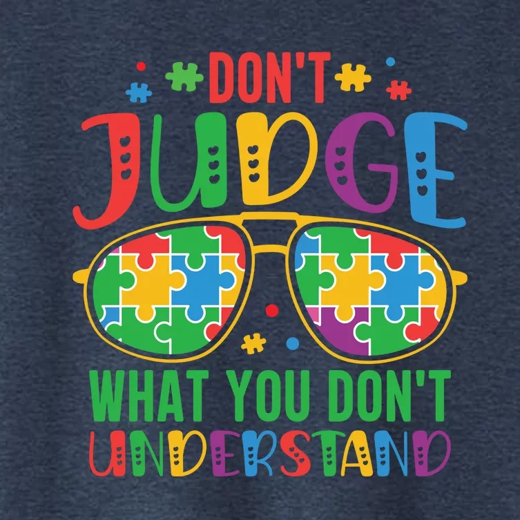 Don't Judge What You Don't' Understand Autism Awareness Month Women's Crop Top Tee