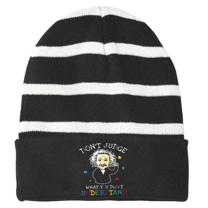 Don't Judge What You Don't Understand Striped Beanie with Solid Band