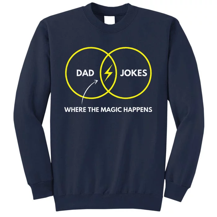 Dad Jokes Where The Magic Happens Funny Father Venn Diagram Tall Sweatshirt