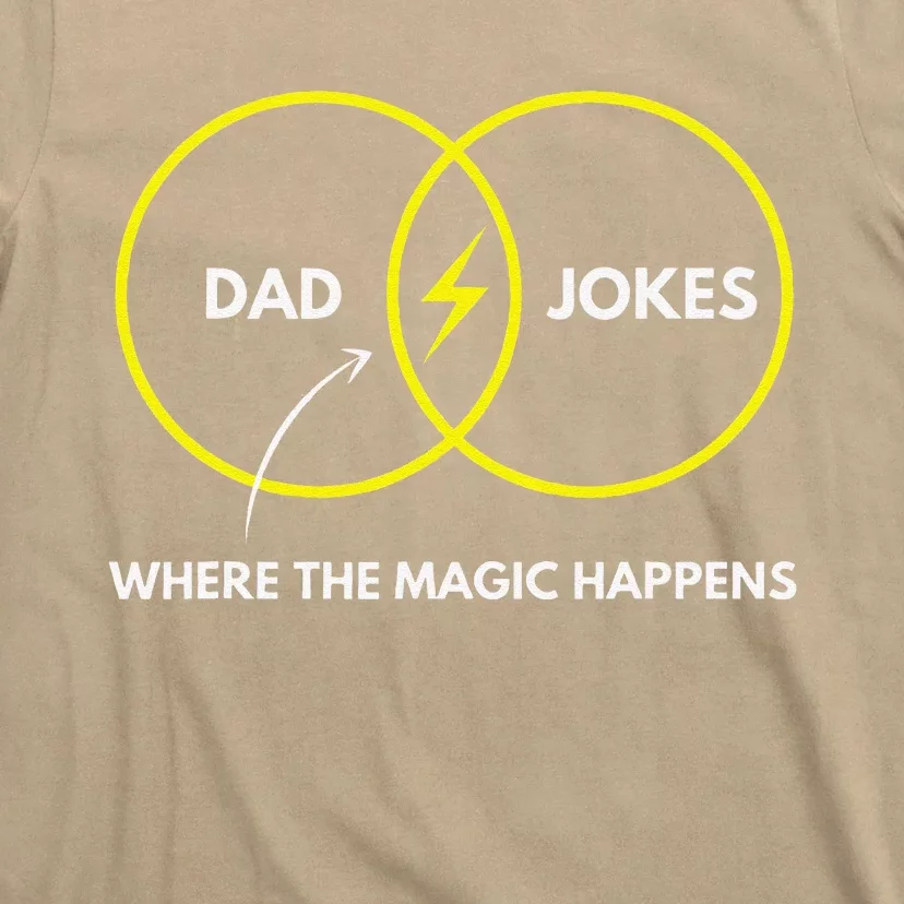 Dad Jokes Where The Magic Happens Funny Father Venn Diagram T Shirt