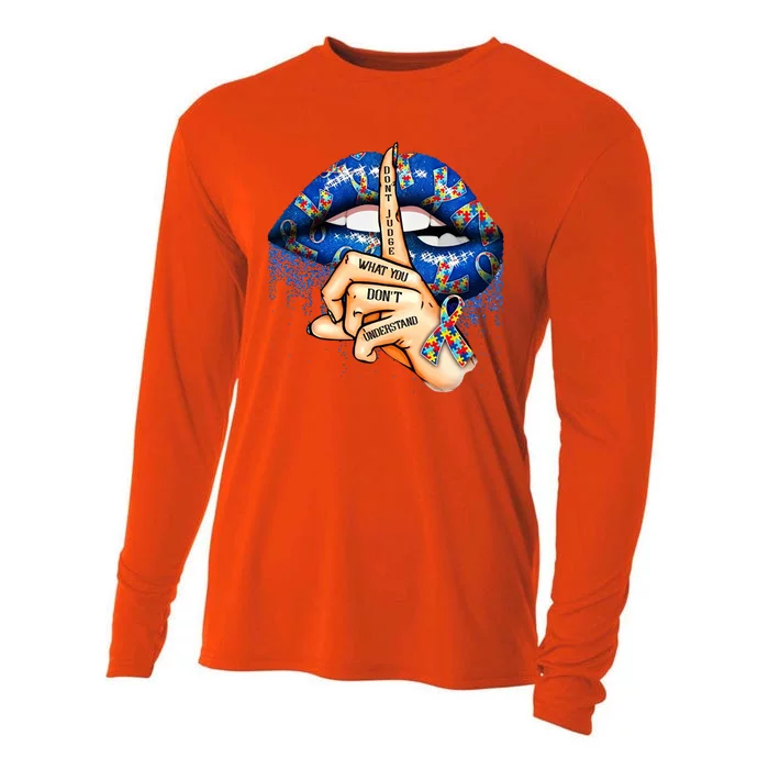 Dont Judge What You Dont Understand Autism Awareness Lips Cooling Performance Long Sleeve Crew