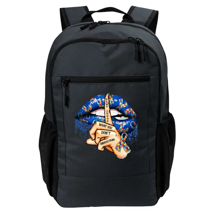 Dont Judge What You Dont Understand Autism Awareness Lips Daily Commute Backpack