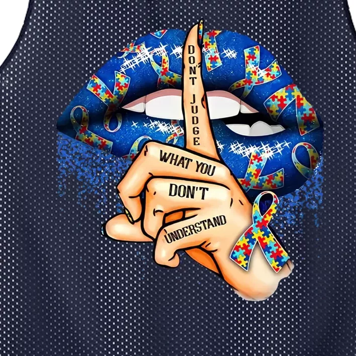 Dont Judge What You Dont Understand Autism Awareness Lips Mesh Reversible Basketball Jersey Tank