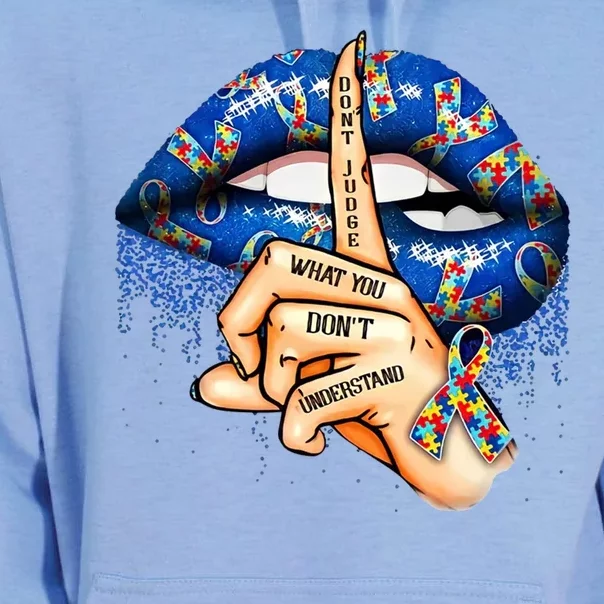 Dont Judge What You Dont Understand Autism Awareness Lips Unisex Surf Hoodie