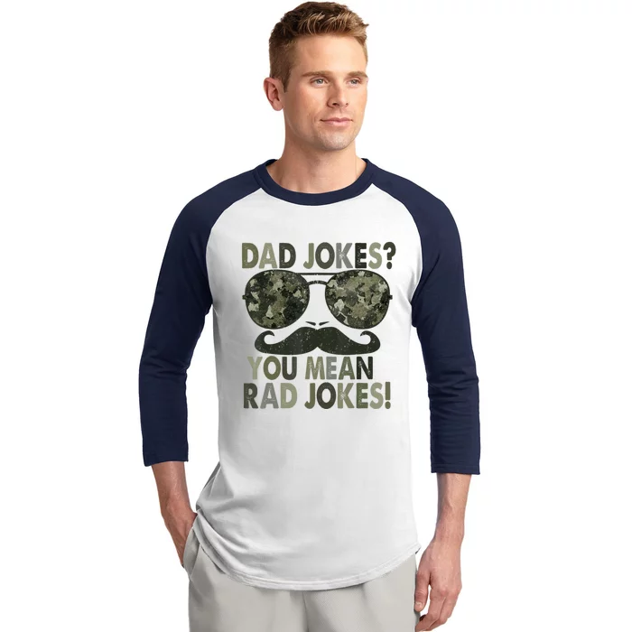 Dad Jokes You Mean Rad Jokes Fathers Day Vintage Baseball Sleeve Shirt