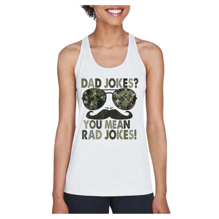 Dad Jokes You Mean Rad Jokes Fathers Day Vintage Women's Racerback Tank