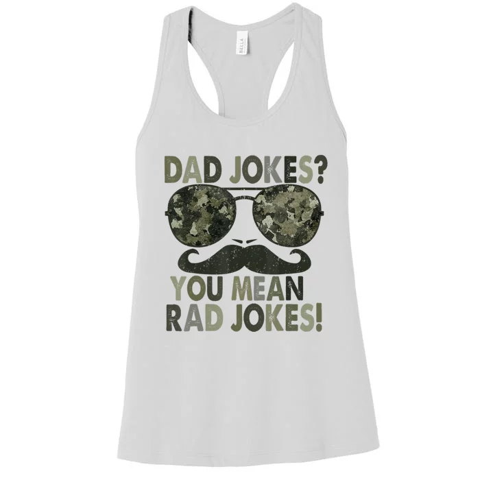 Dad Jokes You Mean Rad Jokes Fathers Day Vintage Women's Racerback Tank