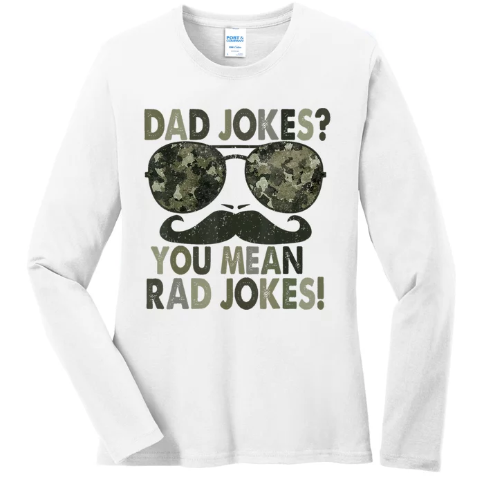 Dad Jokes You Mean Rad Jokes Fathers Day Vintage Ladies Long Sleeve Shirt