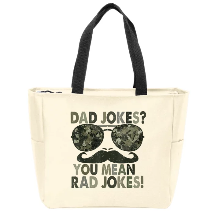 Dad Jokes You Mean Rad Jokes Funny Father Day Vintage Zip Tote Bag