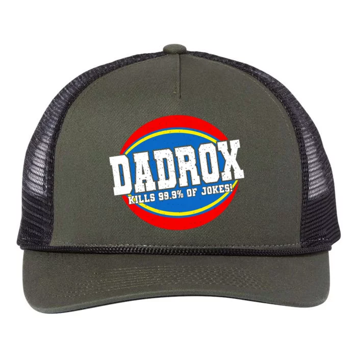 Dadrox Kills 99.9 Percent Of Jokes Funny Fathers Day Gift Retro Rope Trucker Hat Cap