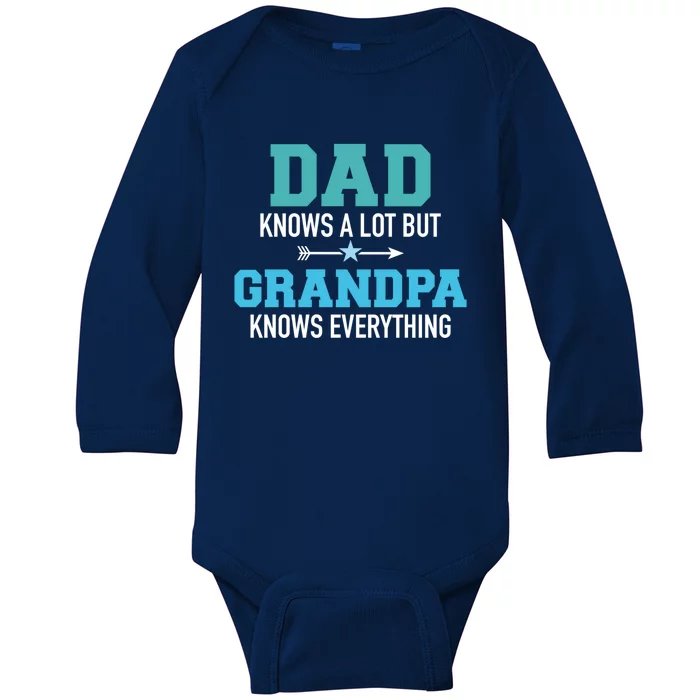 Dad Knows A Lot But Grandpa Knows Everything Gift Baby Long Sleeve Bodysuit