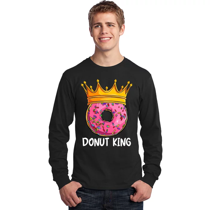 Donut King Doughnut Funny Donut Crown Sweet Baker Long Sleeve Shirt