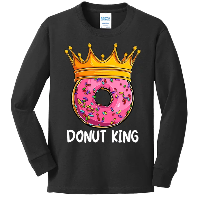 Donut King Doughnut Funny Donut Crown Sweet Baker Kids Long Sleeve Shirt