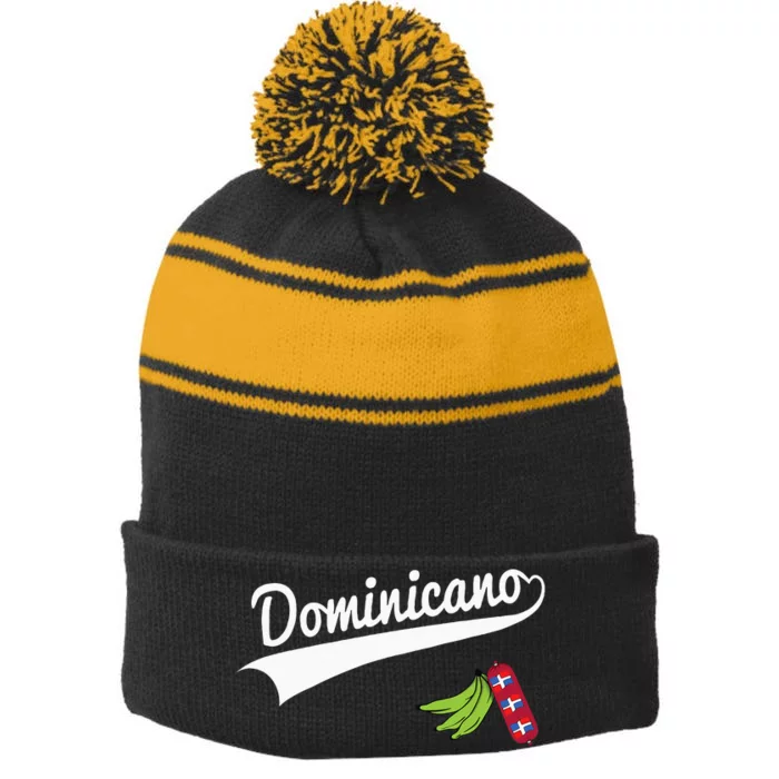 Dominoes King Domino Player Dominoes Lover Tile Game Stripe Pom Pom Beanie