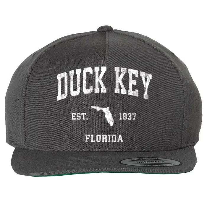 Duck Key Florida Fl Vintage Athletic Wool Snapback Cap