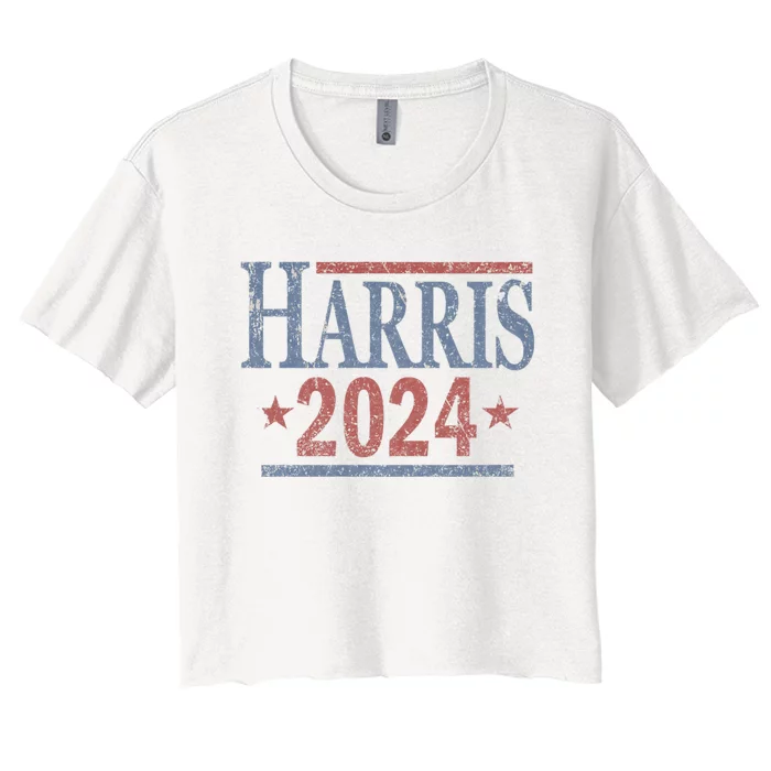 Distressed Kamala Harris 2024 Women's Crop Top Tee