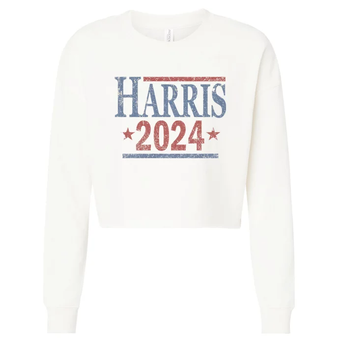 Distressed Kamala Harris 2024 Cropped Pullover Crew