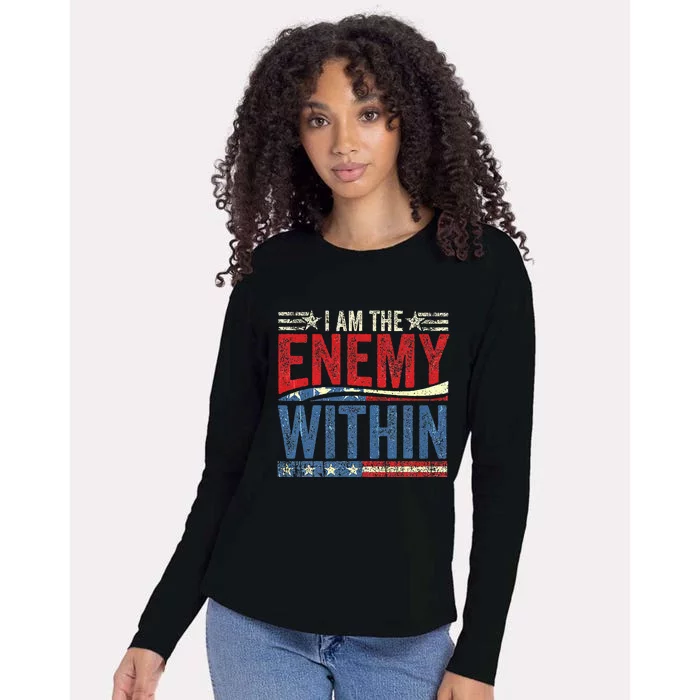 Democrat Kamala Harris Enemy Within Antitrump Left Wing Womens Cotton Relaxed Long Sleeve T-Shirt