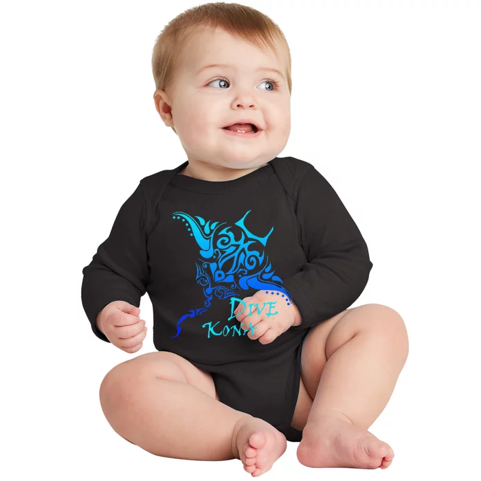 Dive Kona Hawaii Tribal Stingray Polynesian Tattoo Baby Long Sleeve Bodysuit